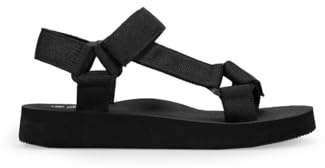 BOSANOVA Sandalias Deportivas confeccionadas en Material Textil con Suela en Goma eva de 2 cm de Ancho. Cierre fácil Ajustable en el Tobillo y Empeine Calzado para Mujer Negro 38