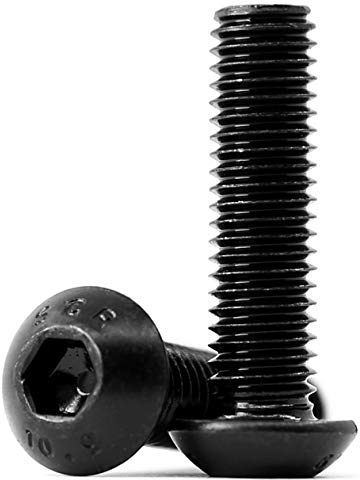 Tornillos de cabeza alomada M5 x 8 mm con hexágono interior, acero al carbono de 10,9 grados, rosca completa, negro