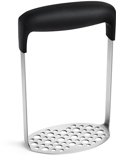Upgraded Potato Masher, Durable Non-break Handle, Rust-proof, Dishwasher safe, Heavy duty 304 Stainless Steel, Kitchen Gadgets Gifts, Black