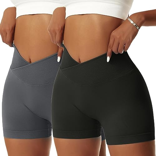 NIBESSER Gymshorts för kvinnor UK sömlös cykling korta shorts damer hög midja booty shorts magkontroll träning löpning motorcykel yoga shorts rumplyft stretchiga tights tights, Svart+mörkgrå, S
