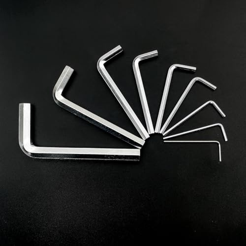 NWpangu Juego de 9 llaves hexagonales con mango en T de fuerza libre, herramientas de grado industrial plateado, juego de llaves Allen con mango en T, 9 tamaños (1/20-3/7.5 pulgadas, 1.5-10 mm)