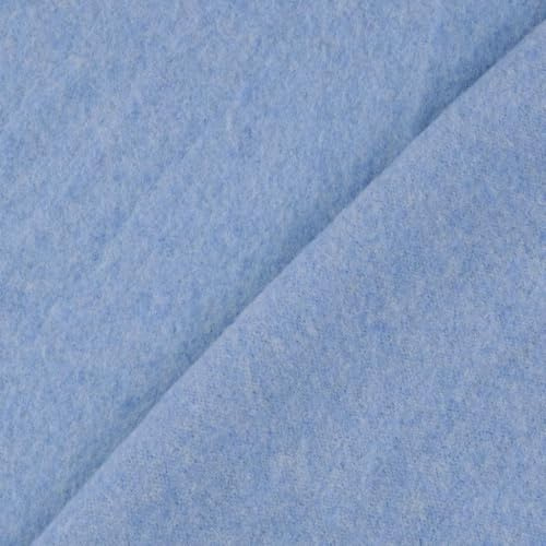 Wollfleece Meterware uni & meliert - Wollstoff Mantelstoff - Wollpullover nähen, weiche Wolle Stoff - 100% Schurwolle/Wolle *Ab 50cm, Farbe: 002 hellblau