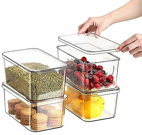 Asndeyu 4er Set 4L Transparente Aufbewahrungsboxen mit Deckel