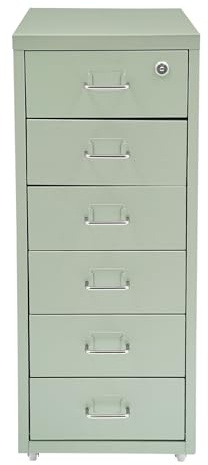 6 Drawer Filing Cabinets with Lock, Metal Vertical File Storage Cabinet,Moblie Office File Cabinet with Wheels,Rolling Metal Filing Storage Cabinets,Locking File Cabinet for for Home Office (Green)