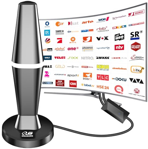 Antenne TV Intérieure Puissante, 2026 Antenne TNT HD Intérieure avec Base Magnétique Solide - Réception 360° Anti-Brouillage, Longue Portée 500 km, Prend en Charge la Qualité 4K 1080P