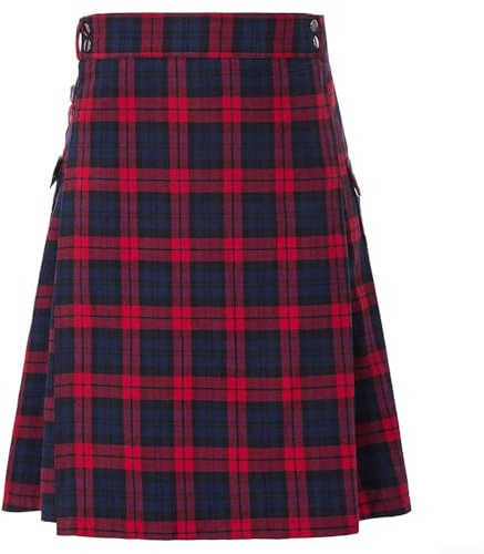 MuchLuckystar Kilt scozzese da uomo, 4,5 m, per tradizionale gonna a pieghe in tartan casual con tasche, 4 colori, vestito per eventi, festival e costumi