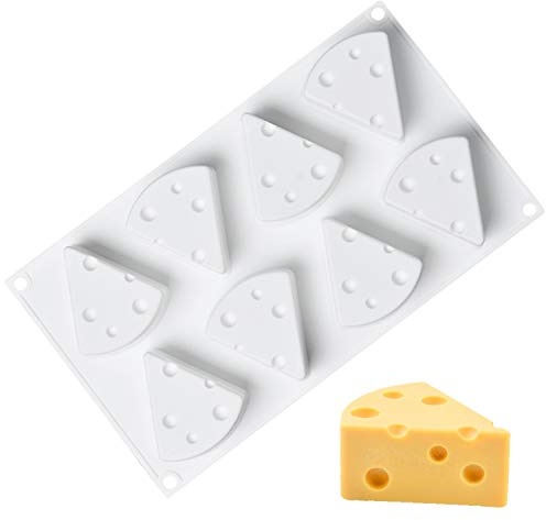 OCPO KITCHEN Cheese Silicone Baking Mold for Mousse Cake, CheeseCake, French Dessert, Pastry, Chocolate, Ice Cream, Pudding, Cake Decoration Mold, 3D Cheese Shape (8-Cavity)
