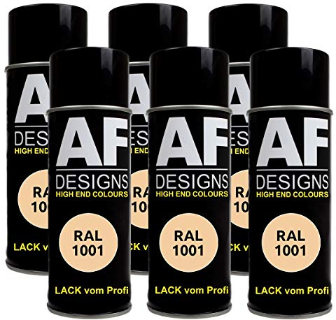 Alex Flittner Designs 6x RAL Lackspray Autolack Buntlack Spraydose RAL1001 BEIGE glänzend