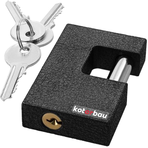 KOTARBAU® Lucchetto per tenda in ghisa, 80 mm, monoblocco, con bulloni, antieffrazione, serratura massiccia temprata