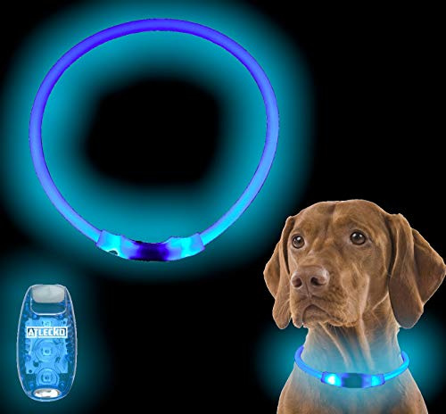 Atlecko Ultraljus USB-uppladdningsbar upplyst LED-hundhalsband och LED-sele med kragljus – skuren för att passa alla storlekar