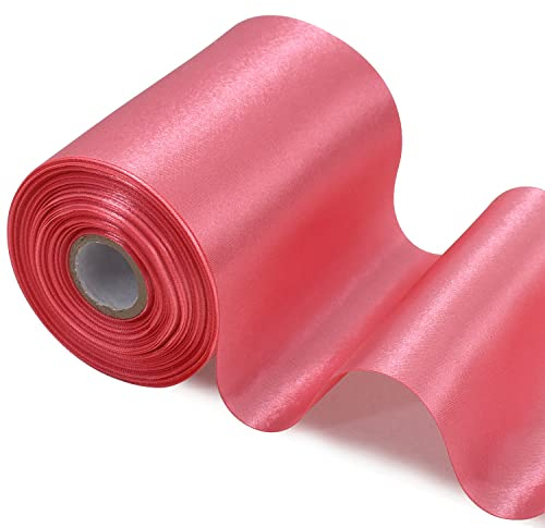 TONIFUL brett satinband färgat tygband för presentband öppning av bågen stor öppning av band stolen bröllop fest dekoration alla hjärtans dag jul-persika rosa 10 cm x 20 m