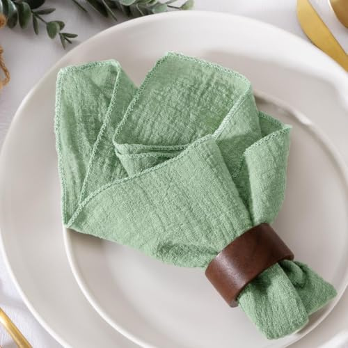 MLMW Salbeigrüne Stoffservietten, Set mit 10 Servietten, Baumwolle, Leinen, 41,9 x 41,9 cm, Boho-Tischservietten für Muttertag, Hochzeit, Party, Brautparty, Geburtstag, Tischdekorationen