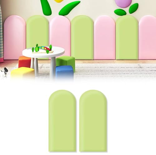 Lot de 2 coussins muraux 3D anti-collision - 40 x 30 cm - Résistant aux chocs - Pour tête de lit - Tatami - Pour chambre d'enfant - Vert gazon