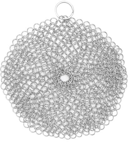 Nettoyant pour Fonte en Acier Inoxydable, épurateur de Cotte de Mailles pour Poêle en Fonte, Nettoyant pour Poêle en Fonte de 7 Pouces 316 épurateur de Cotte de Mailles pour