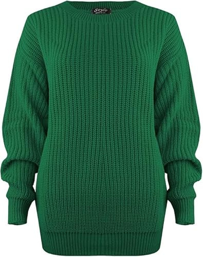 Pretty Attitude Oversized New Ladies Womens Chunky Baggy Jumper Knitted Sweater Thick Top S-XXL 8-22 (UK, Numeric, 12, 14, Regular, Regular, Teal)