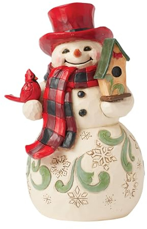 Enesco Jim Shore Heartwood Creek Highland Glen Snowman Wearing a Red Top Hat Figurine, 6.25 Inch, Multicolor