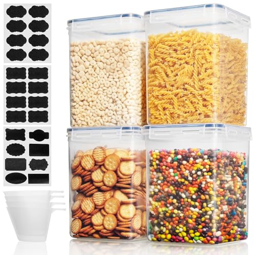Cozary 5,2L Vorratsdosen mit Deckel Luftdichte 4er Set, Aufbewahrungsbox Küche, Frischhaltedose mit 4 Messlöffeln, BPA Frei, Vorratsbehälter Lebensmittelqualität für Getreide, Mehl, Müsl, Reis