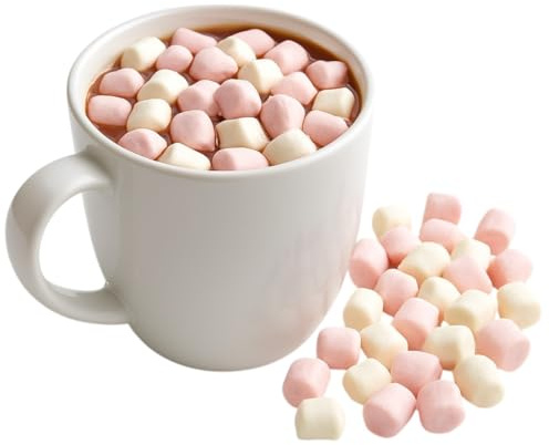 Vanilla Flavoured Pink and White Mini Marshmallows 500g Bag Soft Micro Marshmallow Mix Cake Ice Cream Dessert Topping for Baking Hot Chocolate Drinks Decorating Treats Kids Party Snacks