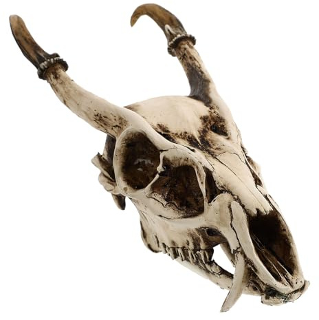 DONFAMDS Resin Goat Skull Model, Animal Skulls Decorative Statue with Lifelike Finish, Not Easy to Fade, Creative Home, Garden or Gift Display