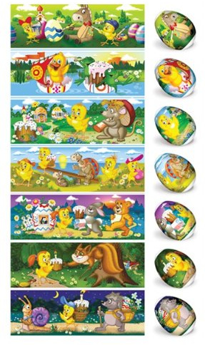 Ukrainisches Kunsthandwerk Eierfarbe. Ostereier Schrumpffolie. Tiere in Wald bemalen Ostereier, Nr.20 reicht für 7 Eier. Ostereier verzieren