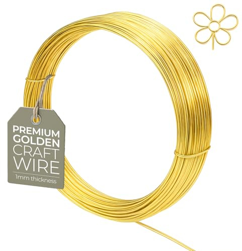 The Bead Shop Basteldraht Goldfarben 1 mm - Schmuckdraht Gold, Draht zum Basteln & Wickeln - Kupferdraht 1 mm für Schmuckherstellung, Wire Wrapping & Häkeln - Draht Gold, 4 m