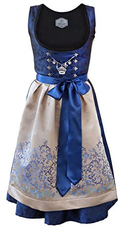 Edelnice Trachtenmode Kinder Dirndl Royalblau Gold 3-TLG. inkl. Bluse und Schürze (140)