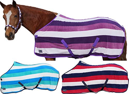 HKM 4057052373015 Abschwitzdecke -Fashion Stripes- Mit Kreuzgurt8055 Indigo/Off White/Weinrot125