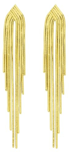 KristLand Retro 925 Sterling Silber Ohrringe Quaste Lange baumelnde Ohrstecker mit Weißgold überzogen Hochzeit Brautschmuck Damen Schmuck Quaste Gold