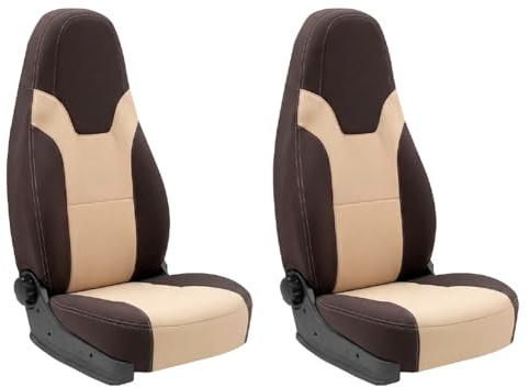 KFoam.es Set mit 2 Premium-Sitzbezügen, Schokoladenbraun, Beige, für Wohnmobile und Vans Fiat Ducato, Peugeot Boxer und Citroën Jumper (ab 2006)