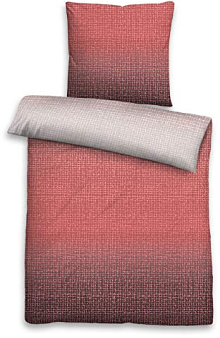 biberna 0636139 Bettwäsche Garnitur mit Kopfkissenbezug Mako-Baumwoll-Satin 1x 135x200 cm + 1x 80x80 cm rost
