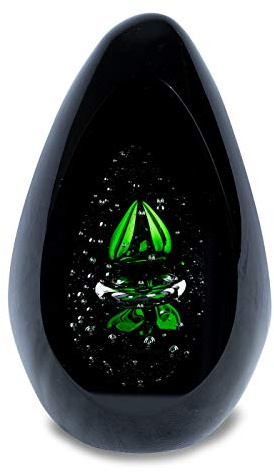 levandeo Design Glas Skulptur H15cm Schwarz Grün Kunst Unikat Briefbeschwerer Deko Figur Glasdeko