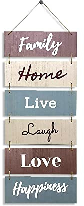 Hanging Wall Decor Sign - Welcome Vertical Wall Art Decorations, Rustic Home Accessories for Living Room, Bedroom, Family, Dining, and Kitchen, Outdoor Signs for House, Live, Laugh, Love Plaques