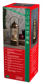 Konstsmide LED Wasserlaterne im Charles Dickens Stil, 1 warm weisse Diode, mit an/aus Schalter, 5h Timer, MattGold, batteriebetrieben, Innen, 1 warm weiße Dioden - 4349-000