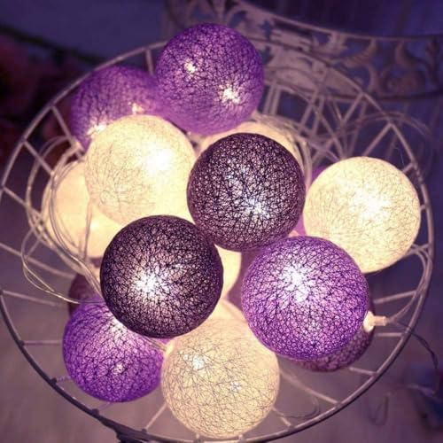 LED-ljuskedja bomullskulor, batteridriven, 3,3 m, 20 st bomullsboll, ljusslingor, nattlampa för jul, bröllop, fest, rum, sovsal, inomhusdekoration