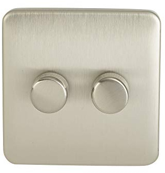 Schneider Electric Lisse Screwless Deco GGBL6022LMSSS LED Universal Dimmer 2 Gang 2 way 100W SS display pack