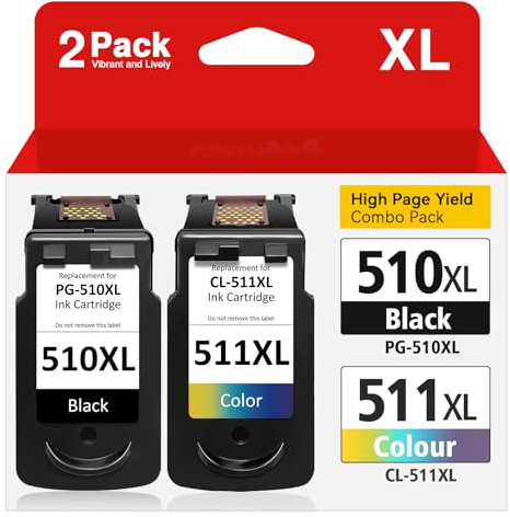 Cartuchos Tinta 510 y 511 Remanufacturado para Canon 510 511, 510XL 511XL para Canon Pixma MP495 MP280 MP480 MP490 iP2700 MX410 - Compatible con Impresoras Canon 510XL 511XL