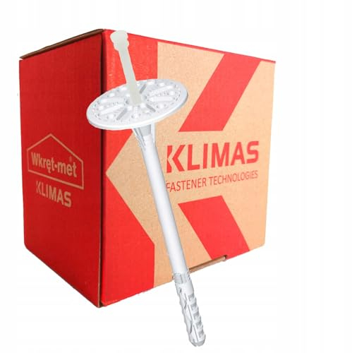 KLIMAS® Tellerdübel 200 Stück LTX ∅ 10 mm x 180 mm Dämmstoffdübel mit Kunststoffnagel Gelocht | Styropordübel Thermodübel Isolierdübel Für WDVS VWS EPS Styropor Dübel Set