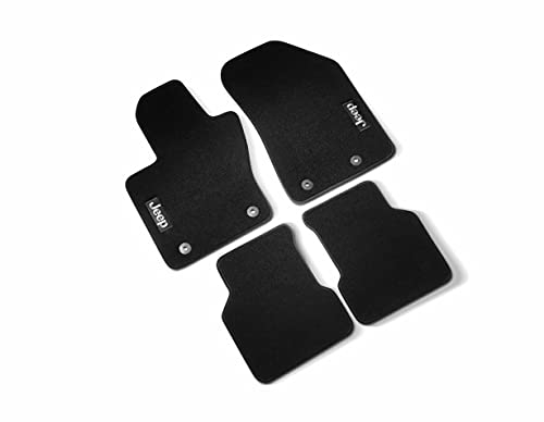 Jeep Compass und Compass Hybrid Fußmatten aus hochwertigem Teppich vorne hinten mit Jeep-Logo auf den vorderen Matten Original K82214652AB