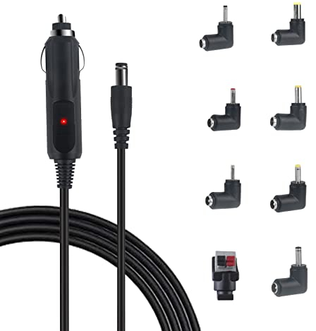 TL-JIYPU 12V 2A Car Charger, Universal DC 5.5x2.1mm Charger Adapter with 8 Connector Tips for DVD Player, GPS, Bluetooth Speakers, Piano Keyboard, External Hard Drive, Camera, Router