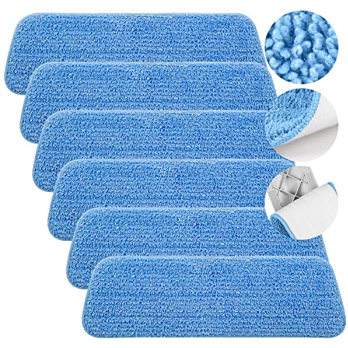 Mop Pads, ILAVCOOL 6 PCS Microfiber Mop Cleaning Pads Replacement Mop Pads Suitable for Wet and Dry Mops and All Spray Mops & Reveal Mops Washable