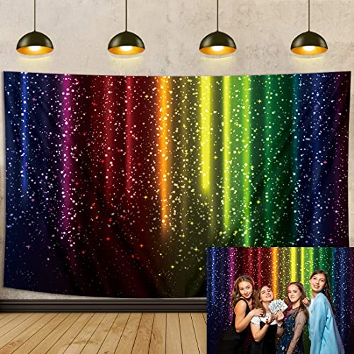 Toile de Fond colorée à Paillettes pour Photographie Musique Danse Bal de Fin d'année décoration de fête pour Adultes Fournitures Anniversaire pour Enfants Accessoires de photomaton (7x5FT)