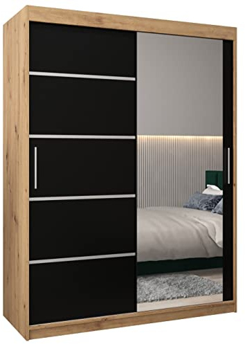 ABIKSMEBLE Verona 2 Armadio Con Porta Scorrevole e Specchio - Guardaroba per Camera da Letto - 2 Ante