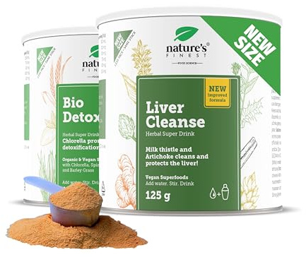 Detox Higado Potente - Extracto de Cardo Mariano, Alcachofa e Inulina en Polvo para el Hígado Graso - Superalimentos Fórmula Rápida y Eficaz con Hierba de Trigo, Espirulina, Chlorella y Cúrcuma