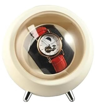 Omana Automatic Watch Winder for Automatic Mechanical Watches USB Cable Battery Option Display Storage Wristwatch (White)