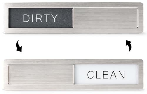 KitchenTour Dishwasher Magnet Clean Dirty Sign, Premium Stainless Steel Clean Dirty Magnet for Dishwasher Funny, Strong Magnet Non-Scratch Dishwasher Sign Kitchen Decor and Accessories