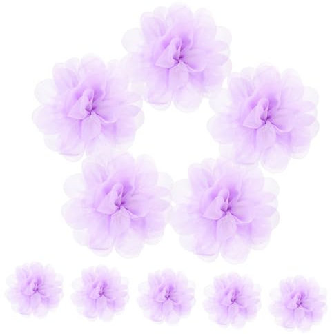 SHINEOFI 10stücke Leuchtende Blütenköpfe aus Netzstoff Haarreif Blumenverzierung in Lila Chiffon Täuschend Echte Kunstblumen für Abschlussstimmung bei Feier und Selbstgemacht