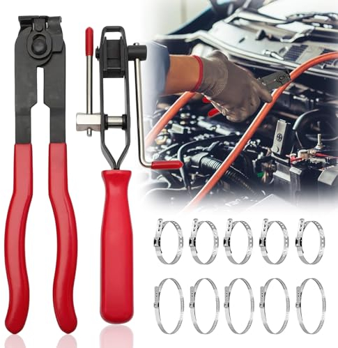 WANDGU Pinces à outils pour manchons essieu : ensemble de 12 colliers de serrage, 2 pinces de serrage pour manchons d'essieu, pince à collier d'oreille, bandes