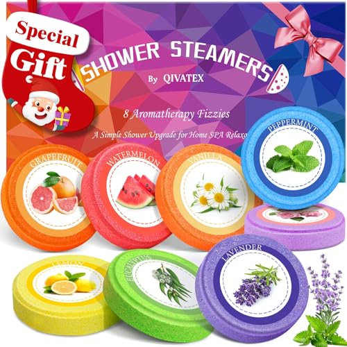 Qivatex Shower Steamers Aromaterapia Bombe da Doccia Regalo Donna Festa Della Mamma, Regalo Donna, Uomo, Amica, Compleanno Bombe da Bagno Regali di Pasqua 2025 (8 Fizzie)