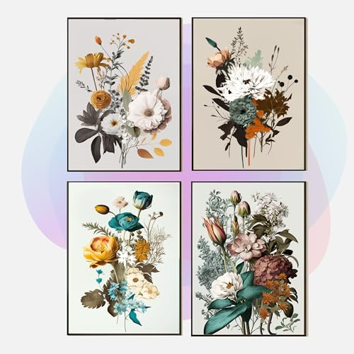 Hochwertiges Poster&Kunstdruck-Set (A3/A4) mit individuellem Charakter I Extra 300g Fotopapier I Dekoration Heimzimmer I ohne Bildrahmen I Made in Germany I (Art Deco, A3, Blumen Set B)