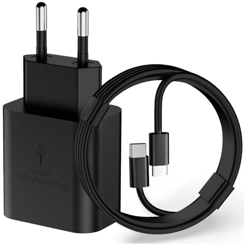 Chargeur USB C Charge Rapide, 1 Pack Chargeur USB C 20W et Câble Prise Type C Compatible avec Galaxy S23/S24/S22/S21 Ultra/S20/S20+/Note 20/10/9/8/A73/A53/A52, Mural Alimentation Secteu